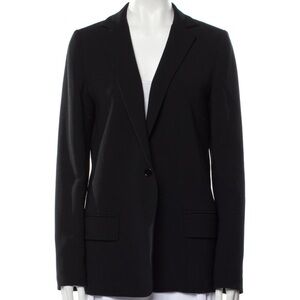 Max Mara Virgin Wool Black Blazer Pointed Collar Button Closure
